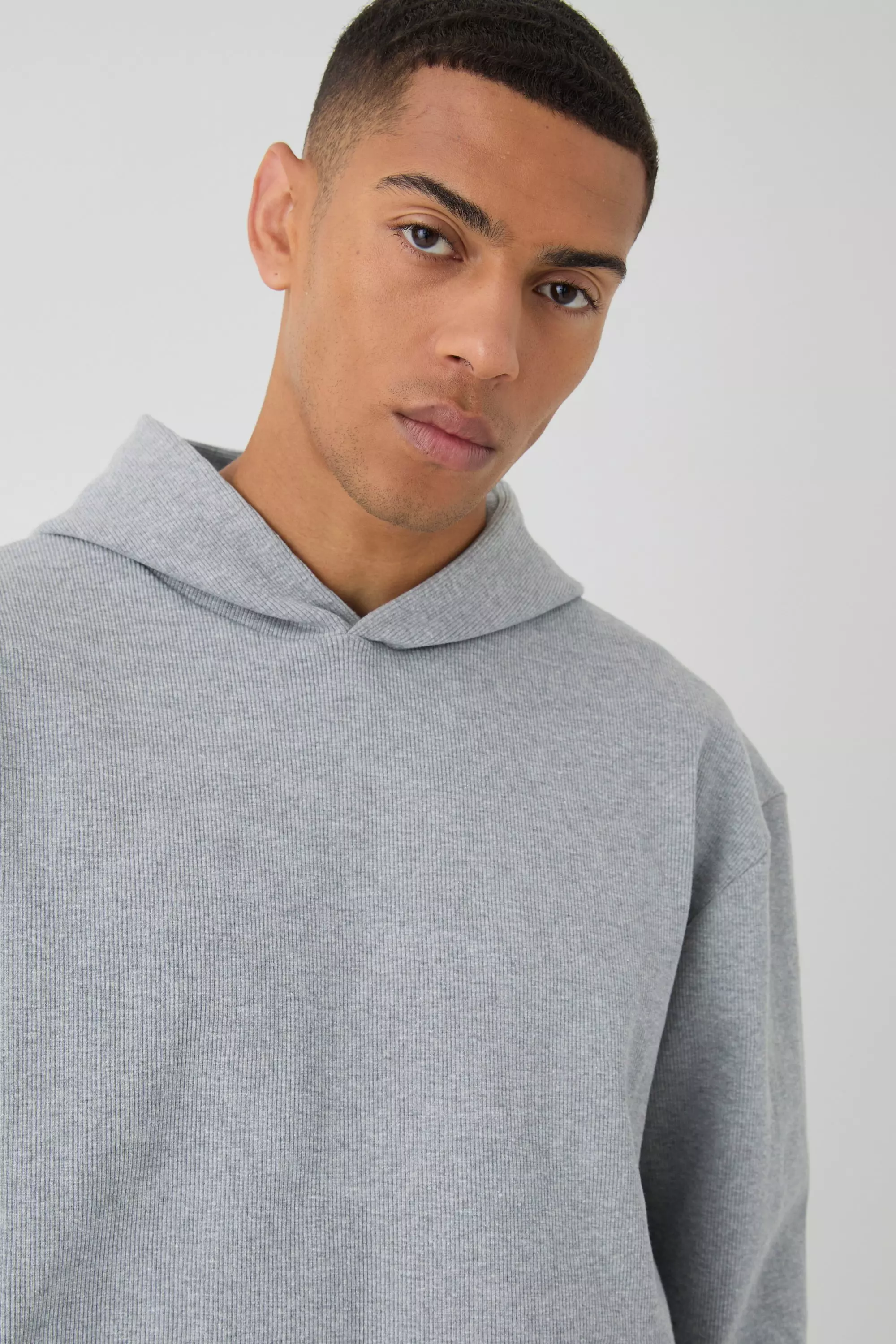 Oversized Boxy Heavyweight Ribbed Hoodie boohooMAN